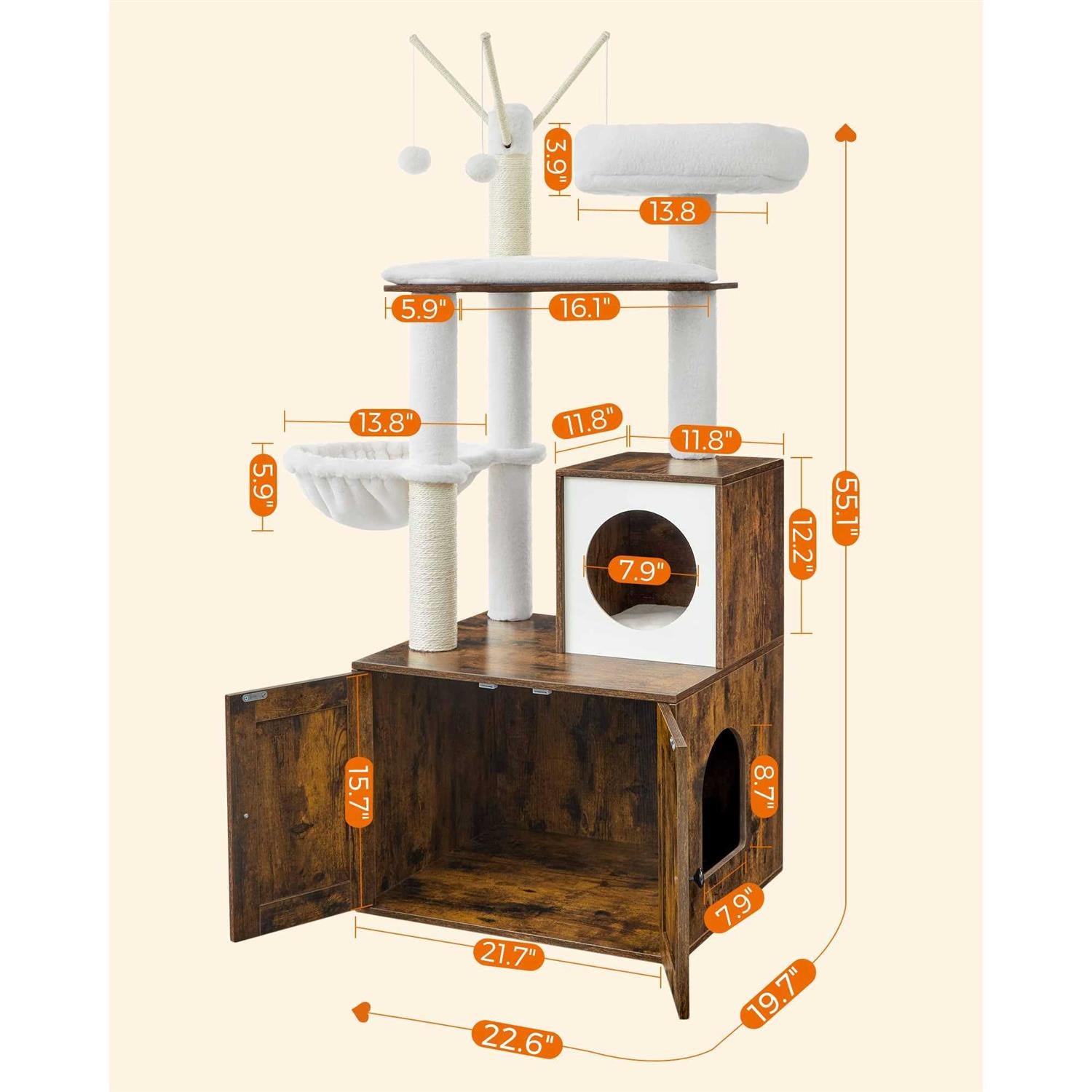 Cat Tree with Litter Box Enclosure P5804