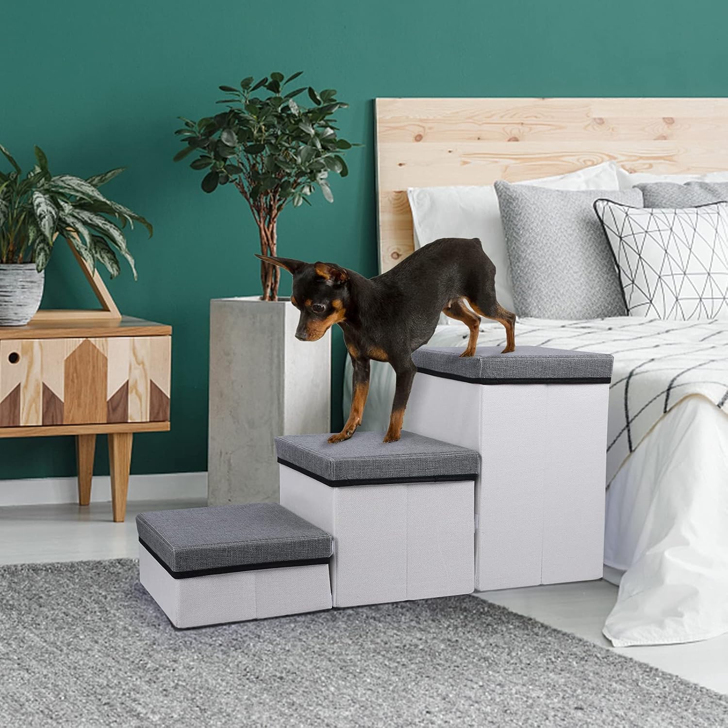 Grey 3 Step Folding Pet Stairs M702754