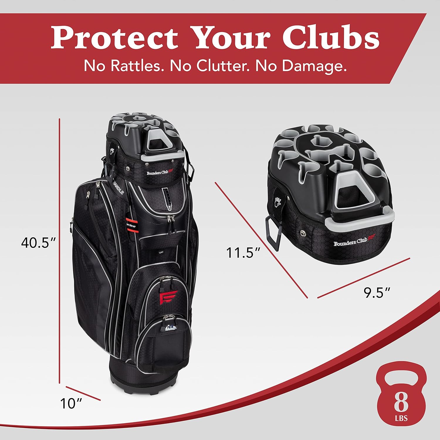 14 Way Cart Bag with Organizer Divider Top (Black Red) M9950