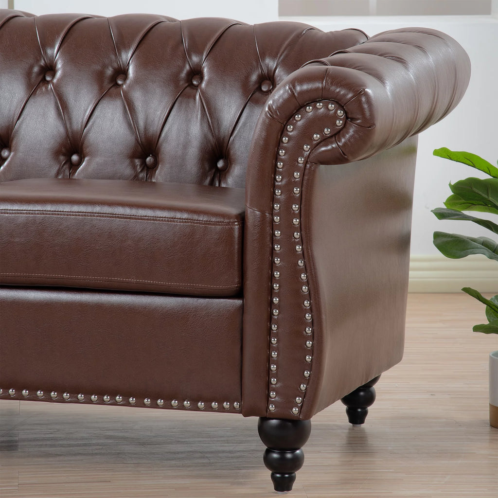 Dark Brown Leather 3-Seater Sofa D77787
