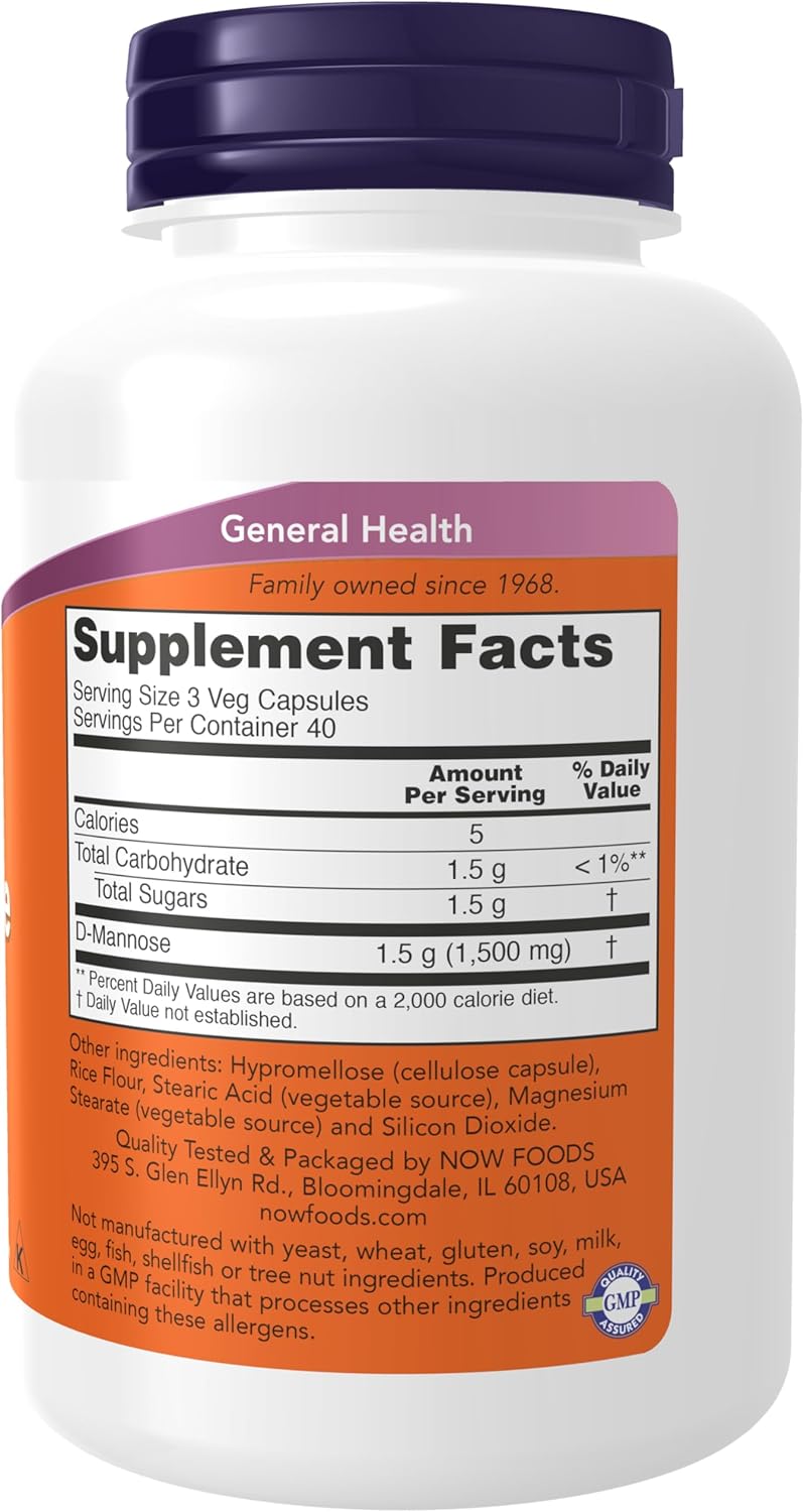 D-Mannose 500 mg, 120 Veg Capsules C837