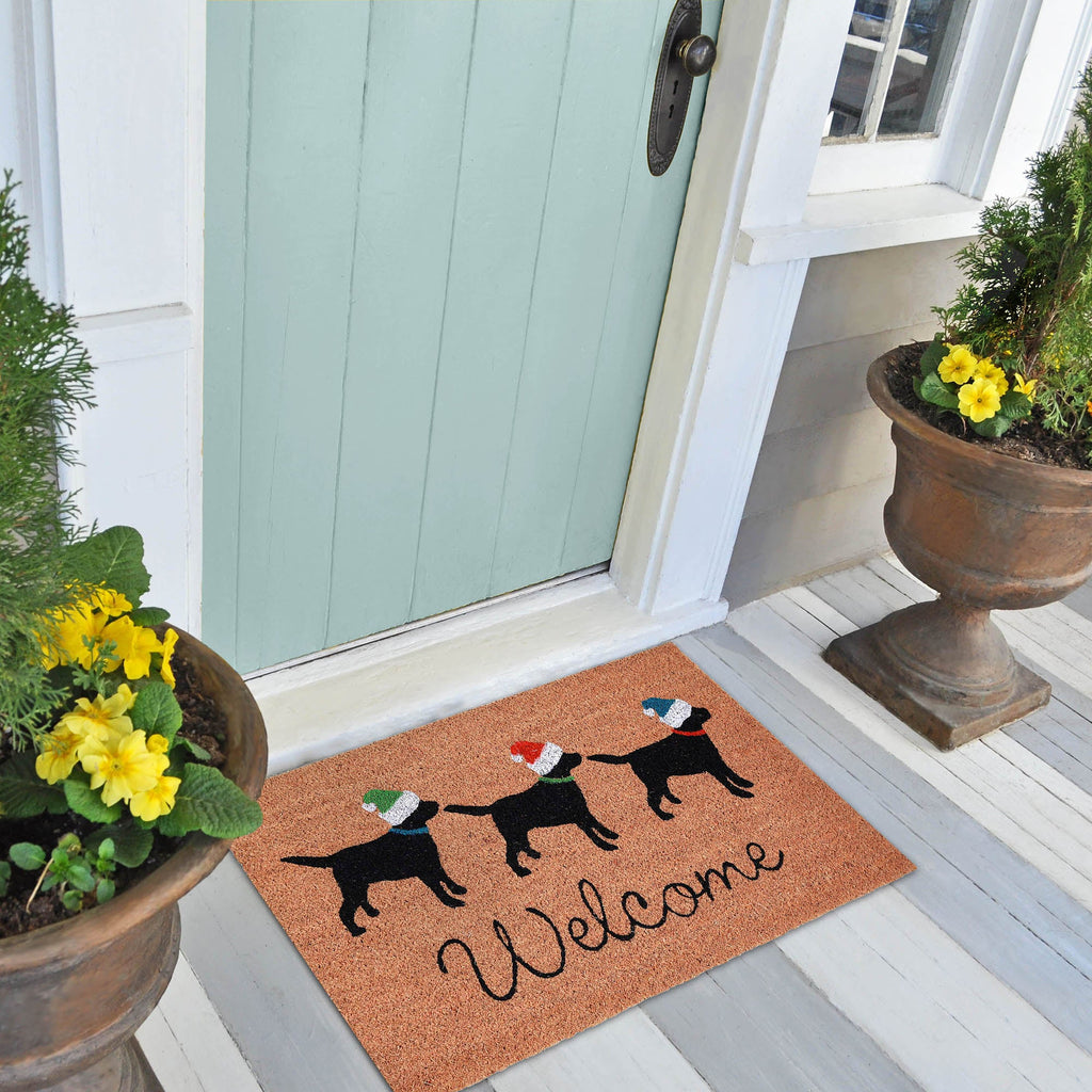Natura Three Dogs Holiday Coir Doormat with Non-Slip Backing