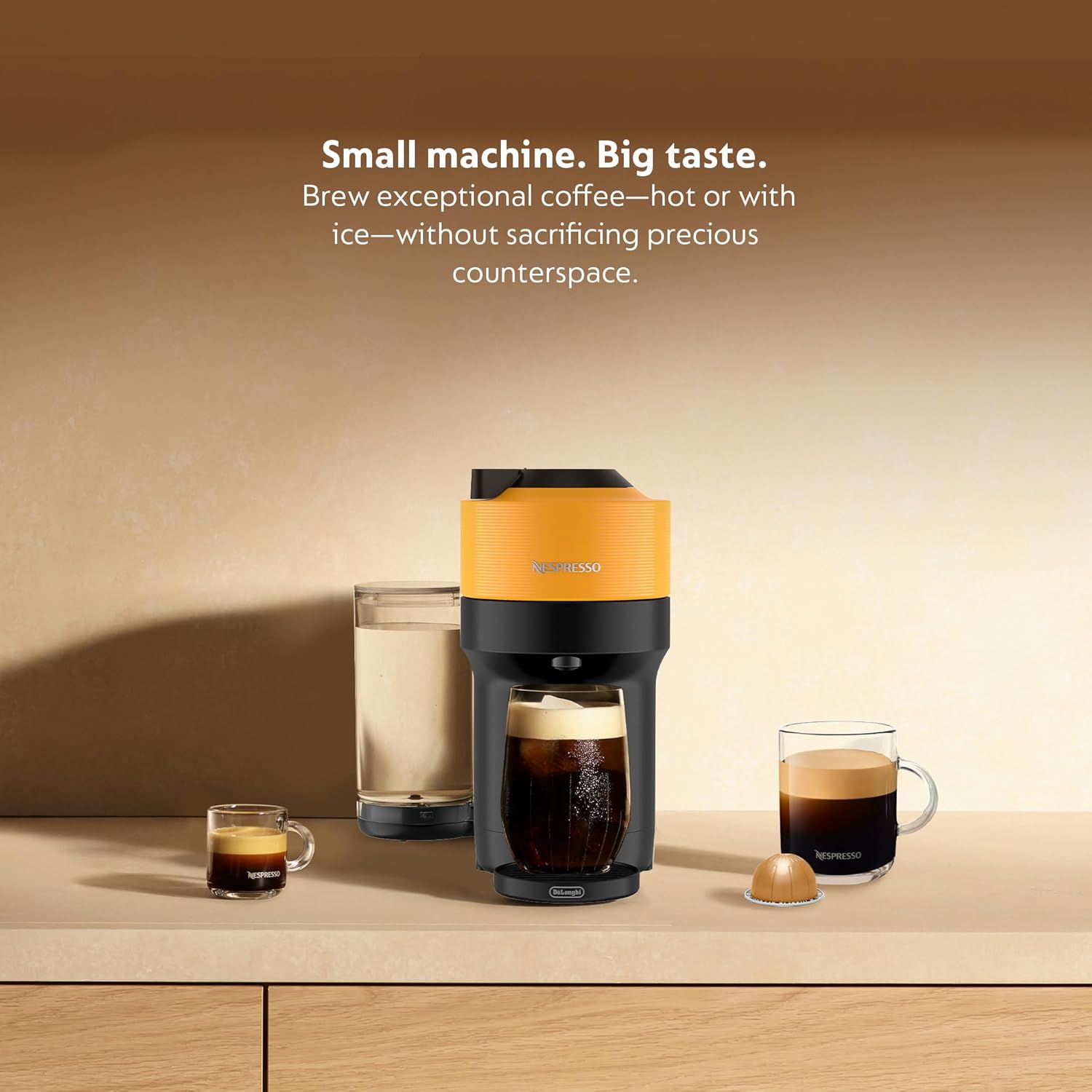 Mango Yellow Nespresso Machine with Aeroccino B672343