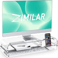 20-inch Clear Acrylic Monitor Stand Riser with Keyboard Storage and Phone Holder A144332