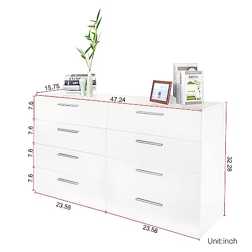 White 6-Drawer Double Dresser T3632