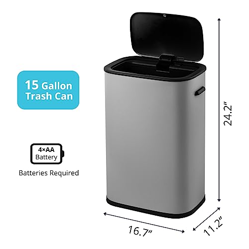 60L Stainless Steel Dual Trash Can and Recycling Bin Y24065