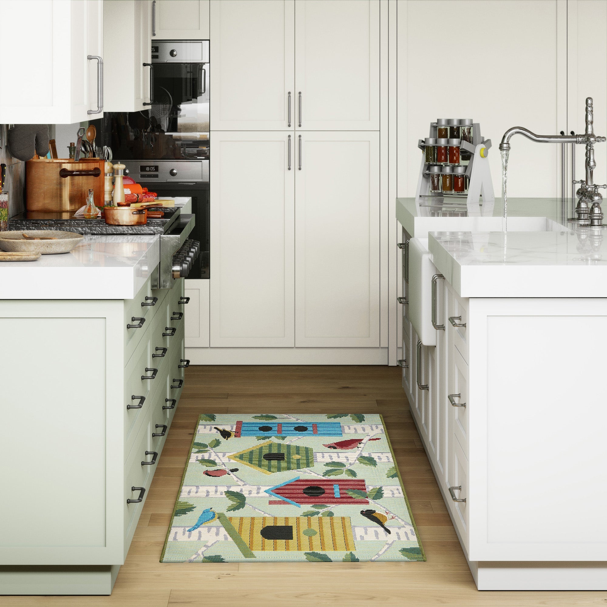 Esencia Bird Condos Indoor Outdoor Mat with Non-Skid Backing