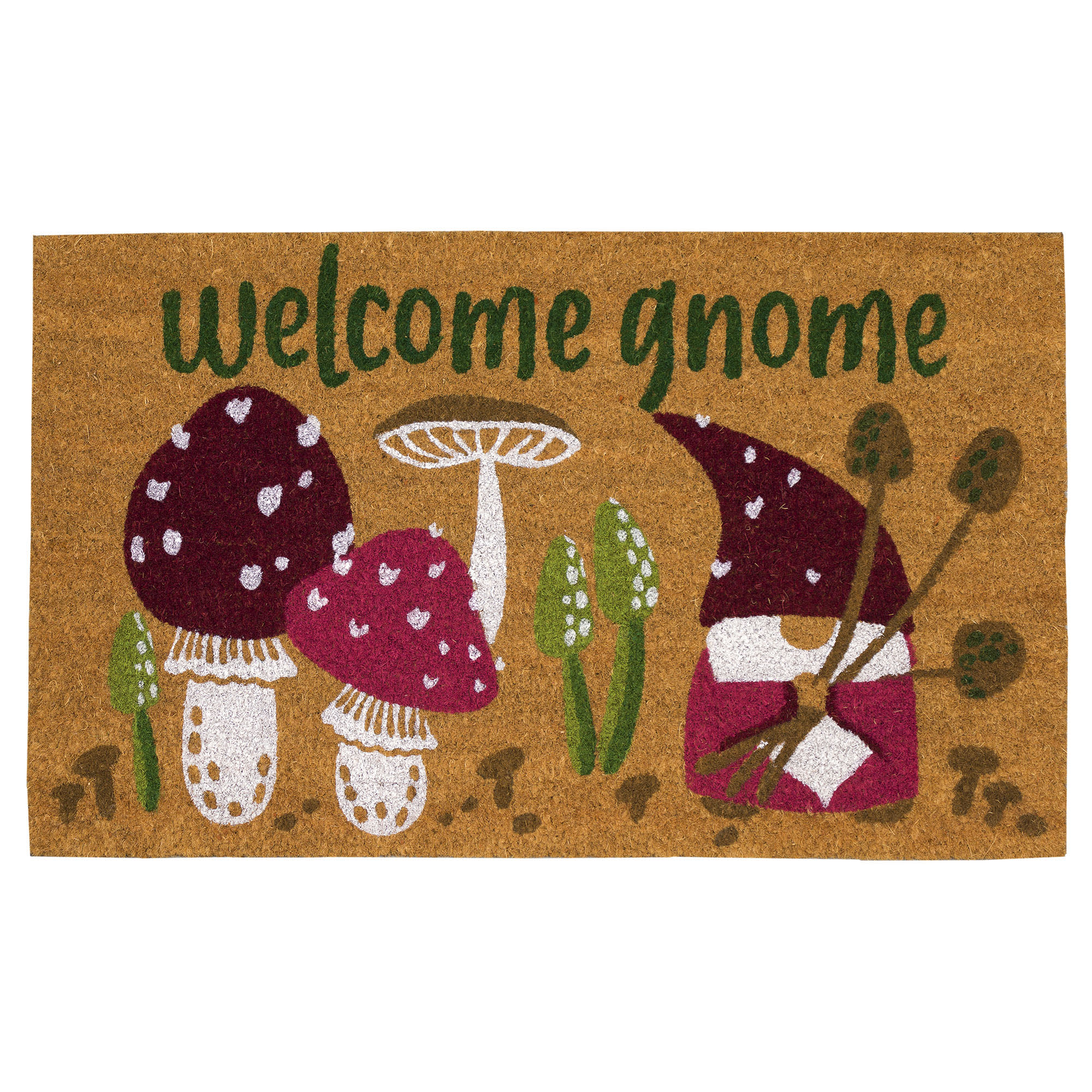 Natura Welcome Gnome Coir Doormat with Non-Slip Backing