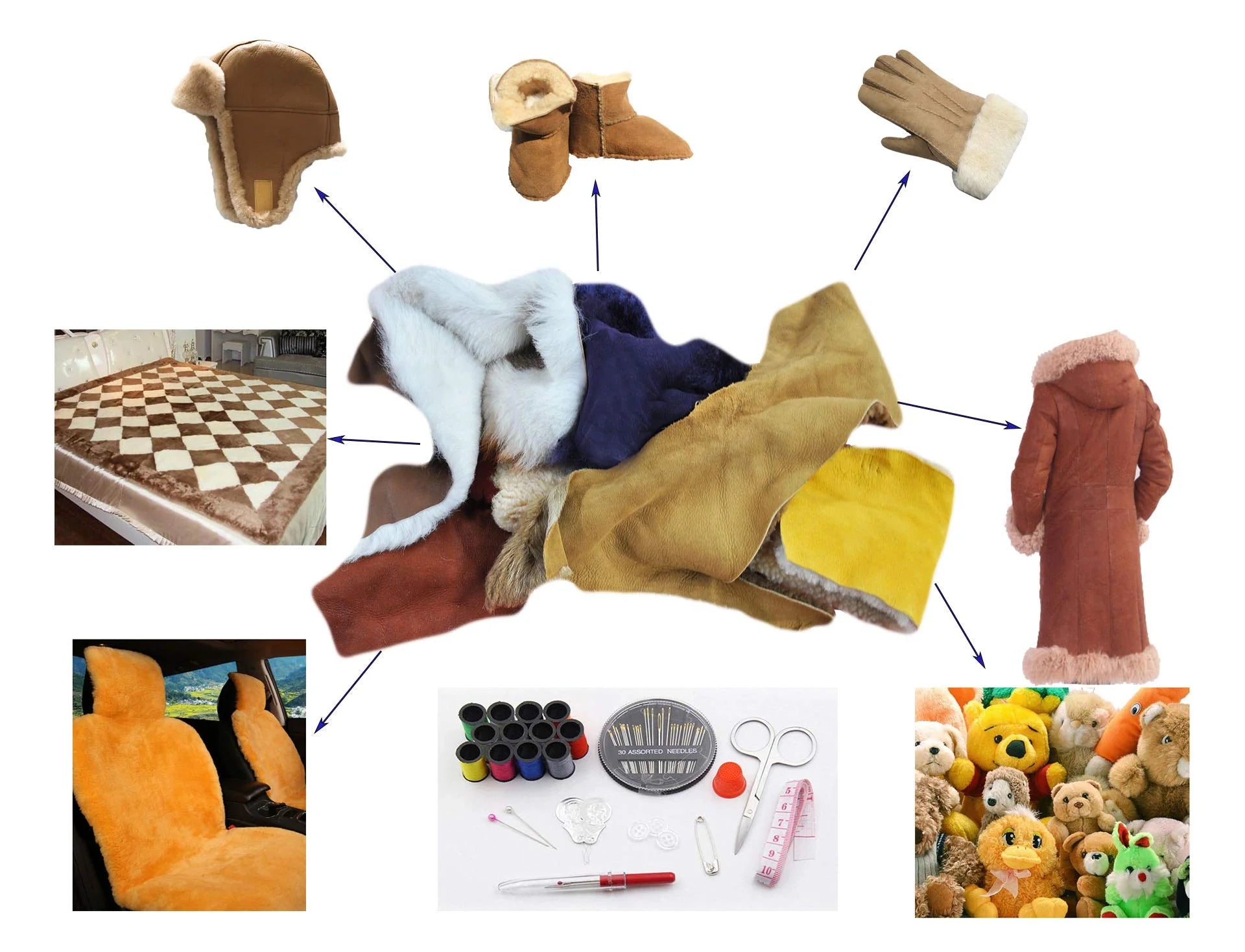 1 Pound/Bag Leather Wool Remnants R735