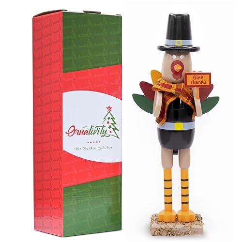 Green and Orange Wooden Turkey Nutcracker T43648