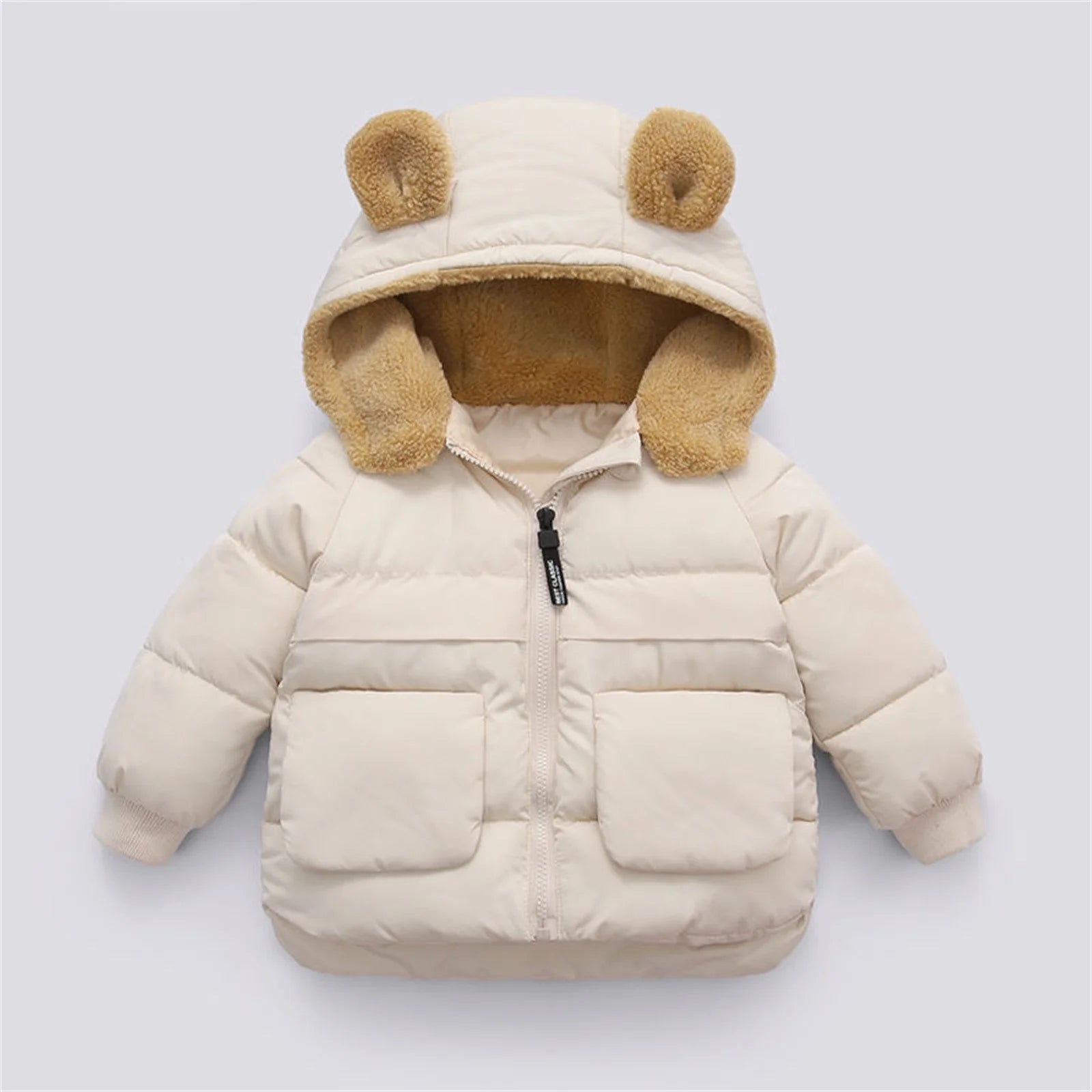 Beige Bear Ears Hooded Padded Jacket Z6842
