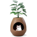Grey Extra Large Hidden Litter Box Enclosure with Artificial Plants V320162