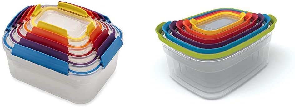 10-Piece and 12-Piece Plastic Food Storage Container Sets with Airtight Lids O688659