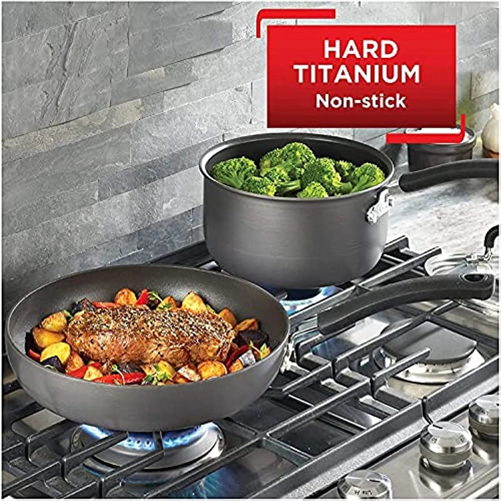 2 Piece Nonstick Fry Pan Cookware Set, 8 and 10.25-Inch, Gray J64968