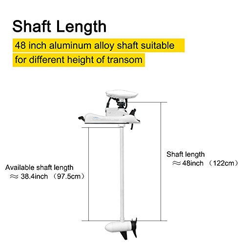 White 12V 55LBS 48 inch Bow Mount Trolling Motor with Remote Control and Quick Release Bracket G205