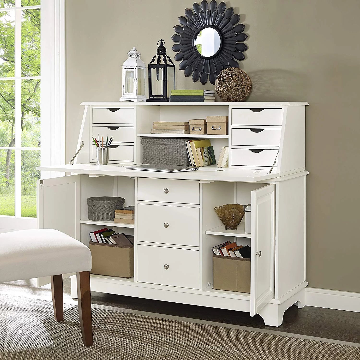 White Secretary Desk D844