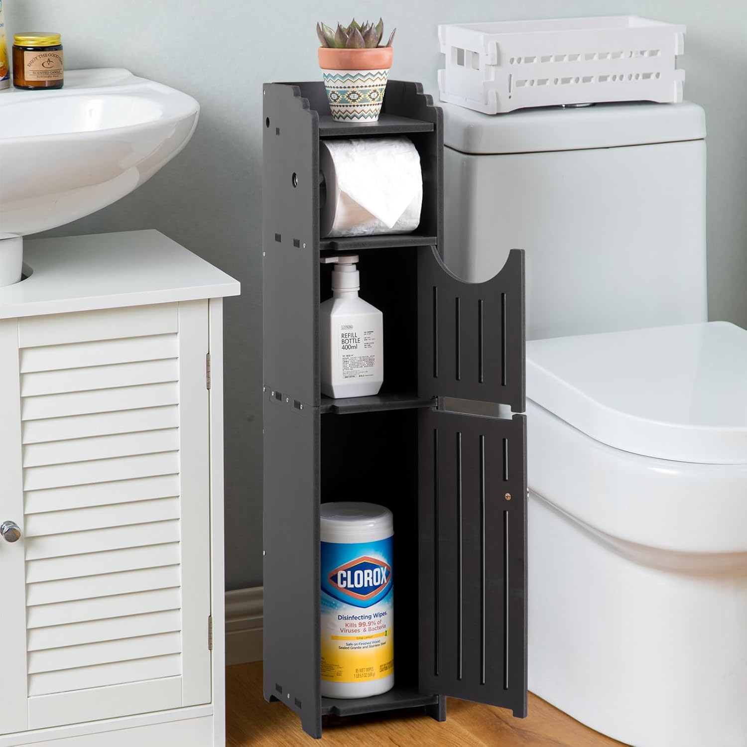 Matte Black Bathroom Storage Cabinet E20469