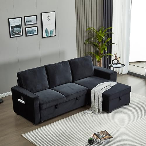 Brown Velvet L-Shaped Sectional Sofa with Storage Chaise X844370