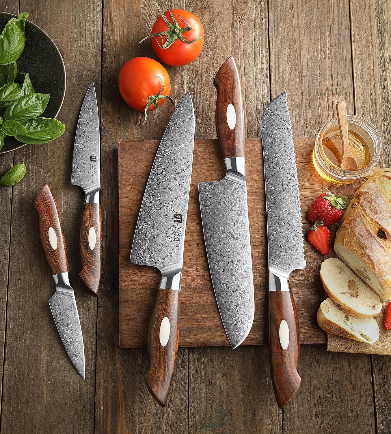 5-Piece Damascus Steel Knife Set K192669