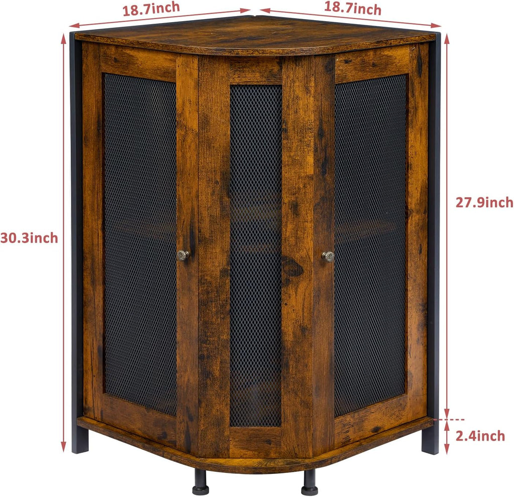 3-Tier Rustic Wood Coffee Bar Cabinet with Storage Shelf G68688