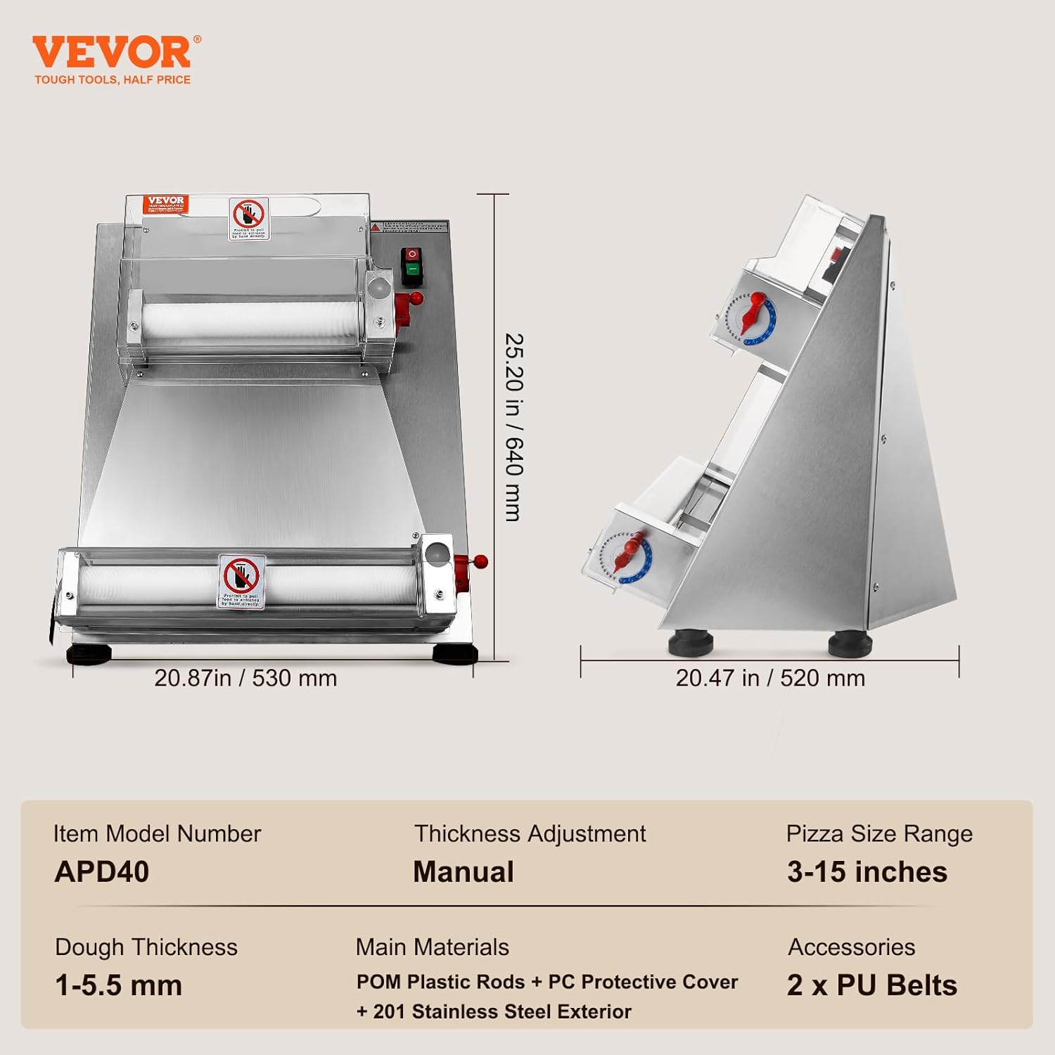 Stainless Steel Automatic Commercial Pizza Dough Roller Sheeter L2552