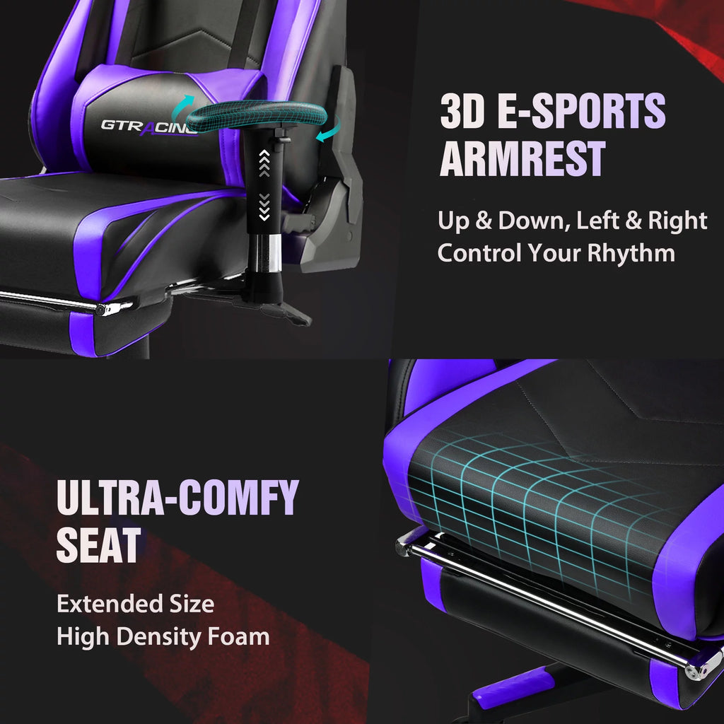 Purple PU Leather Gaming Chair with Footrest Z4292