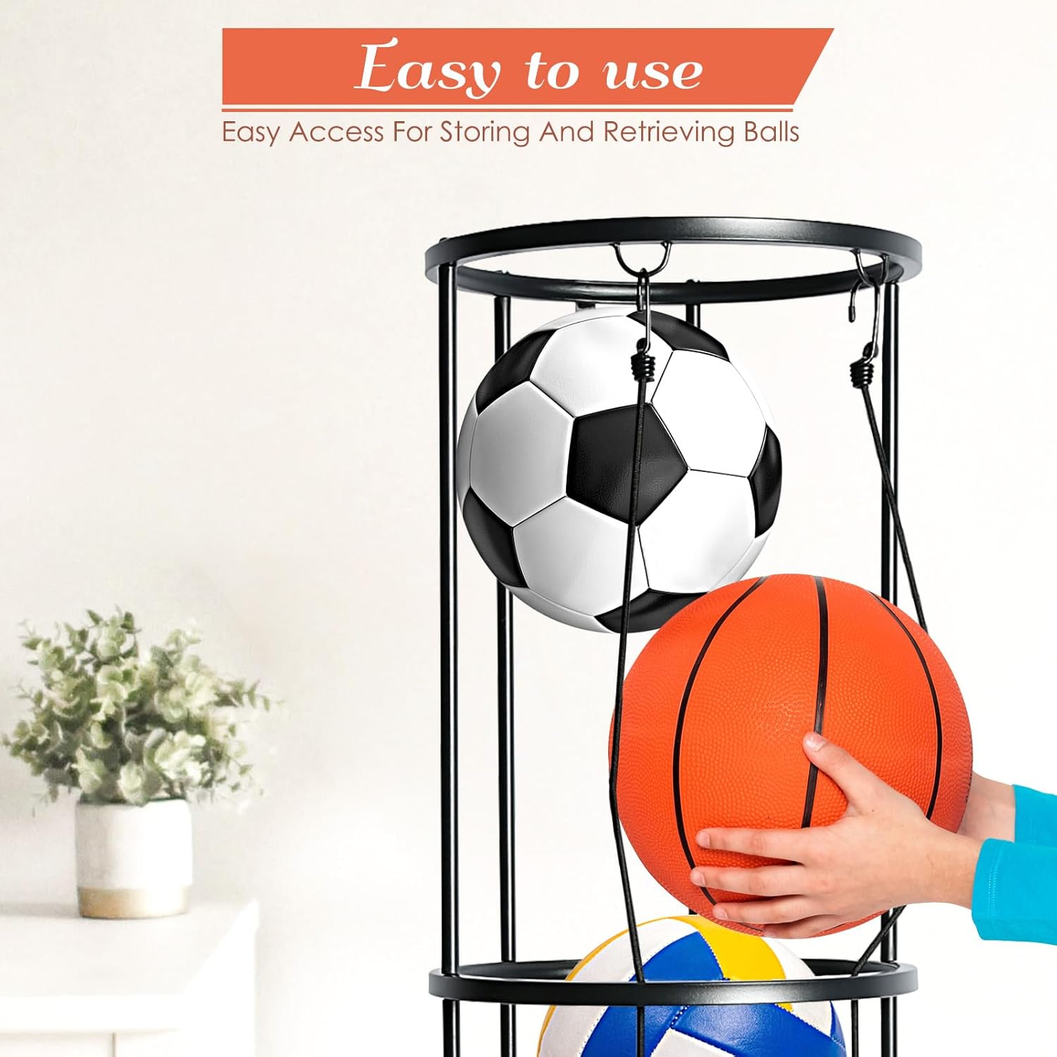 Black Wall-Mounted Ball Storage Rack B683