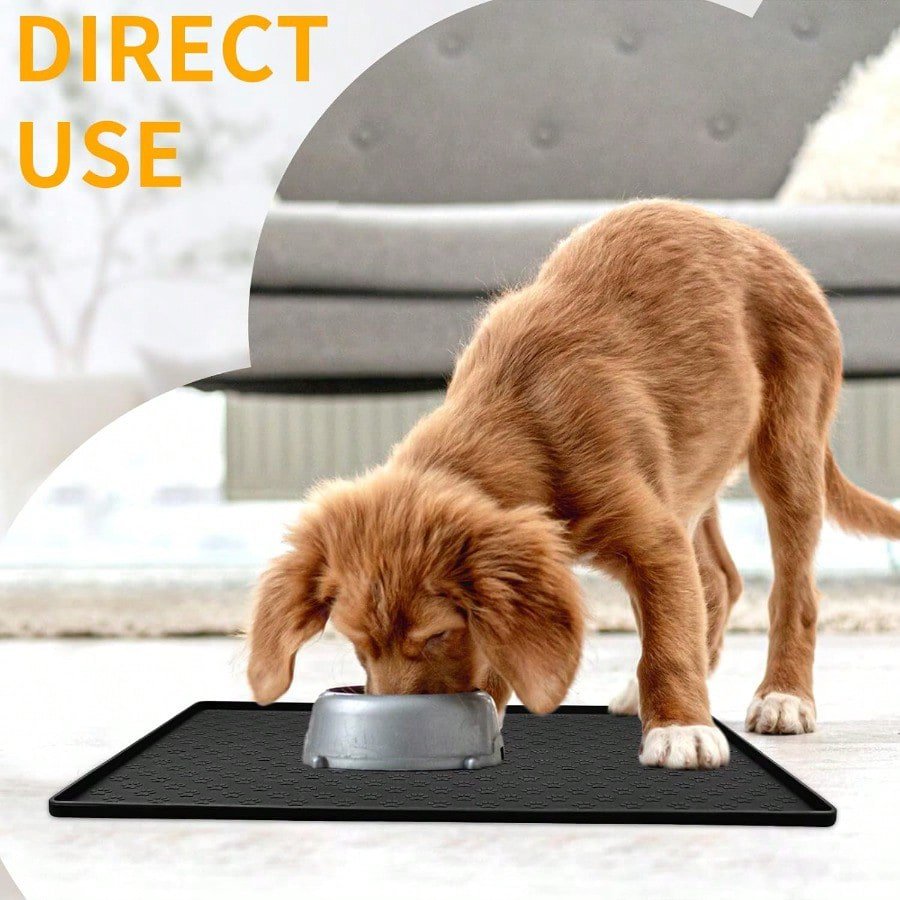 Black 31.5 23.6 Silicone Pet Placemat Y378848