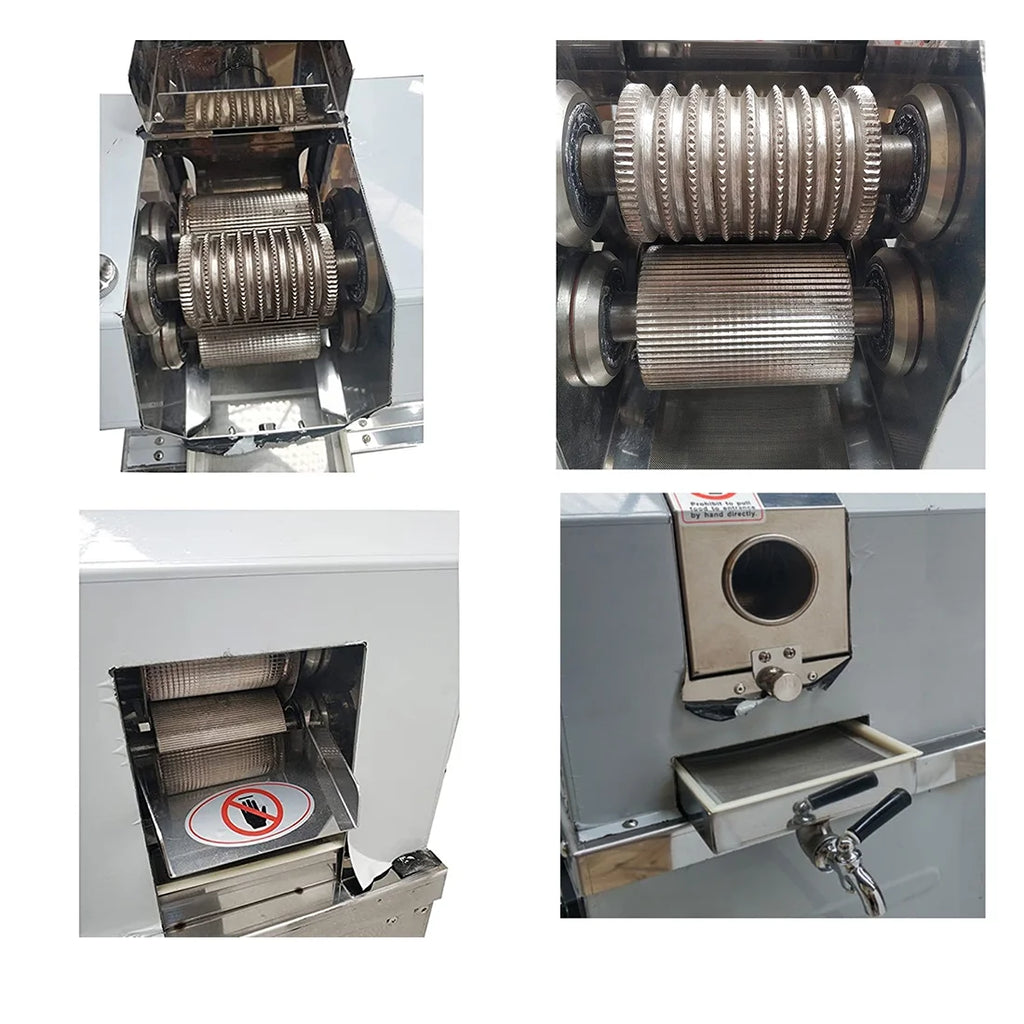 Vertical Electric Sugarcane Juicer Juice Press Machine 4 Rollers Stainless Steel Silver E827