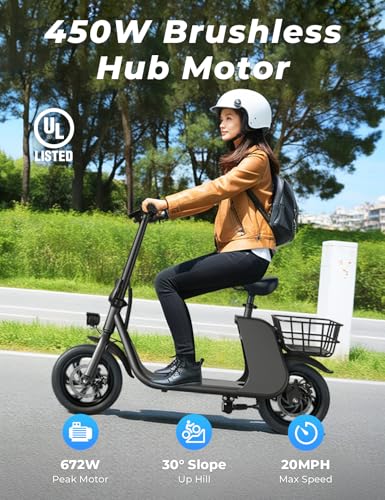 672W Peak Motor 20 MPH 12.5 inch Tires Folding Electric Scooter Z86184