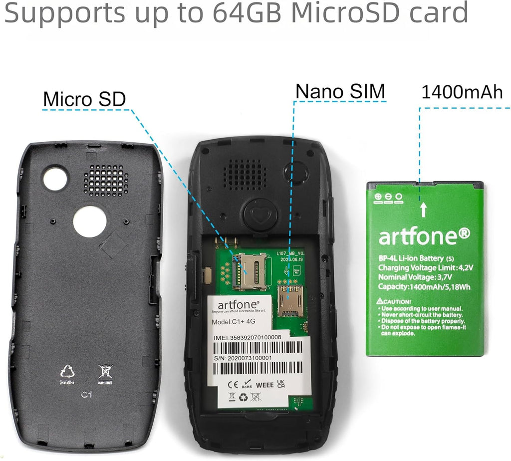 LTE Unlocked Basic Senior Phone with Big Button, 1400 mAh, Single SIM Slot L5126