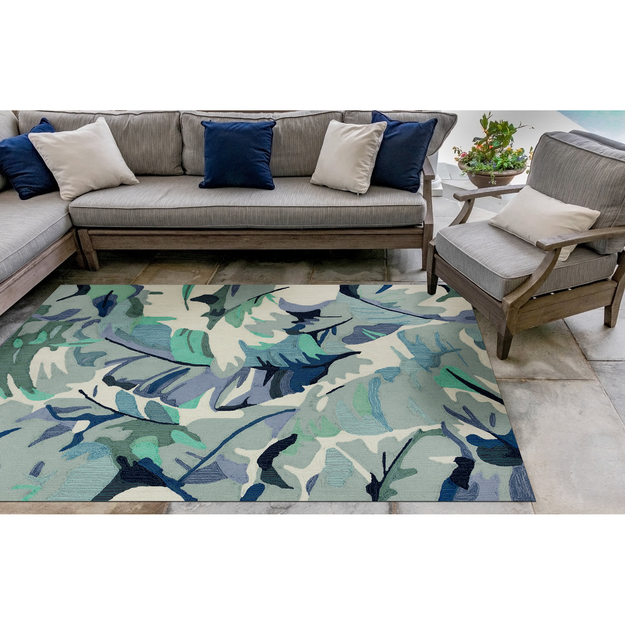 Capri Palm Leaf Indoor Outdoor Area Rug