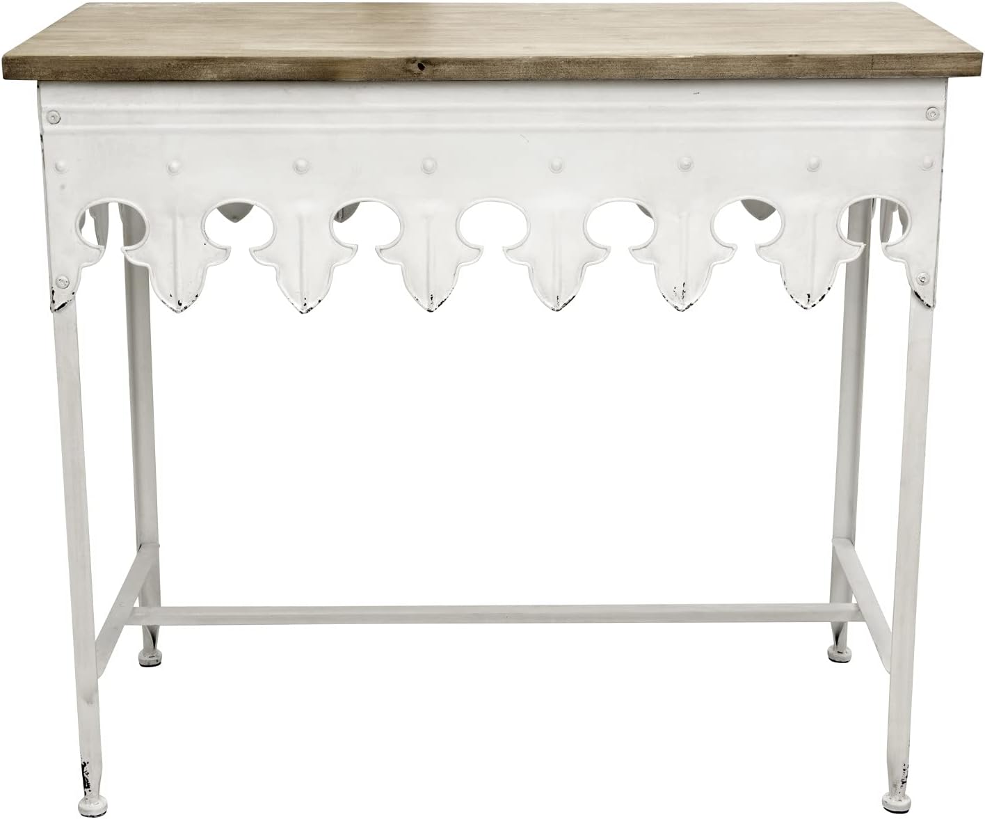 Metal Scalloped Edge Table with Wood Top X3246