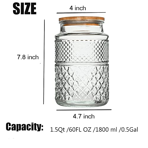 1 Gallon Glass Cookie Jar with Bamboo Lid A27111