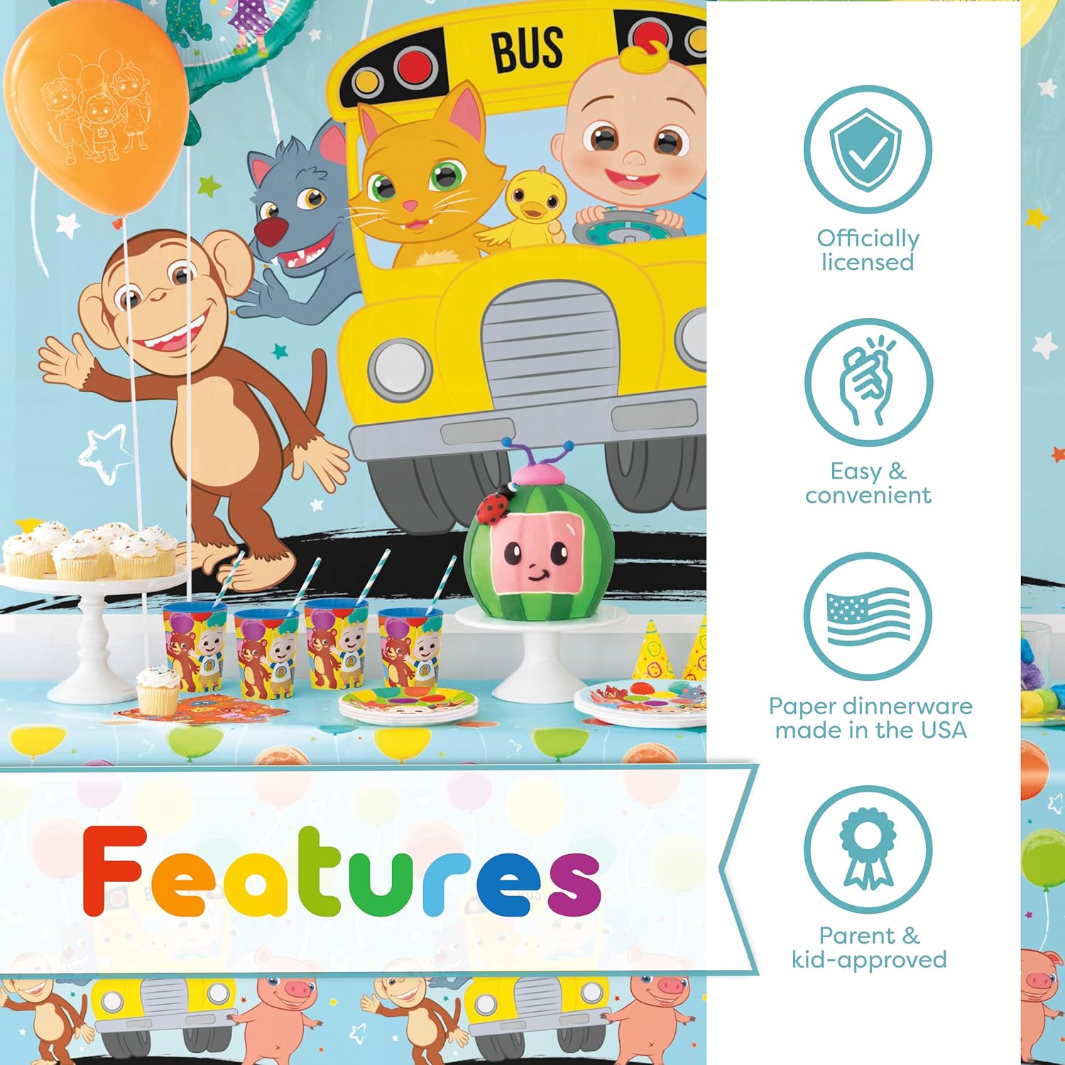 Party Supplies with Plates, Cups, Napkins E255