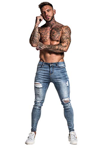 Slim Fit Ripped Stretch Jeans W80866