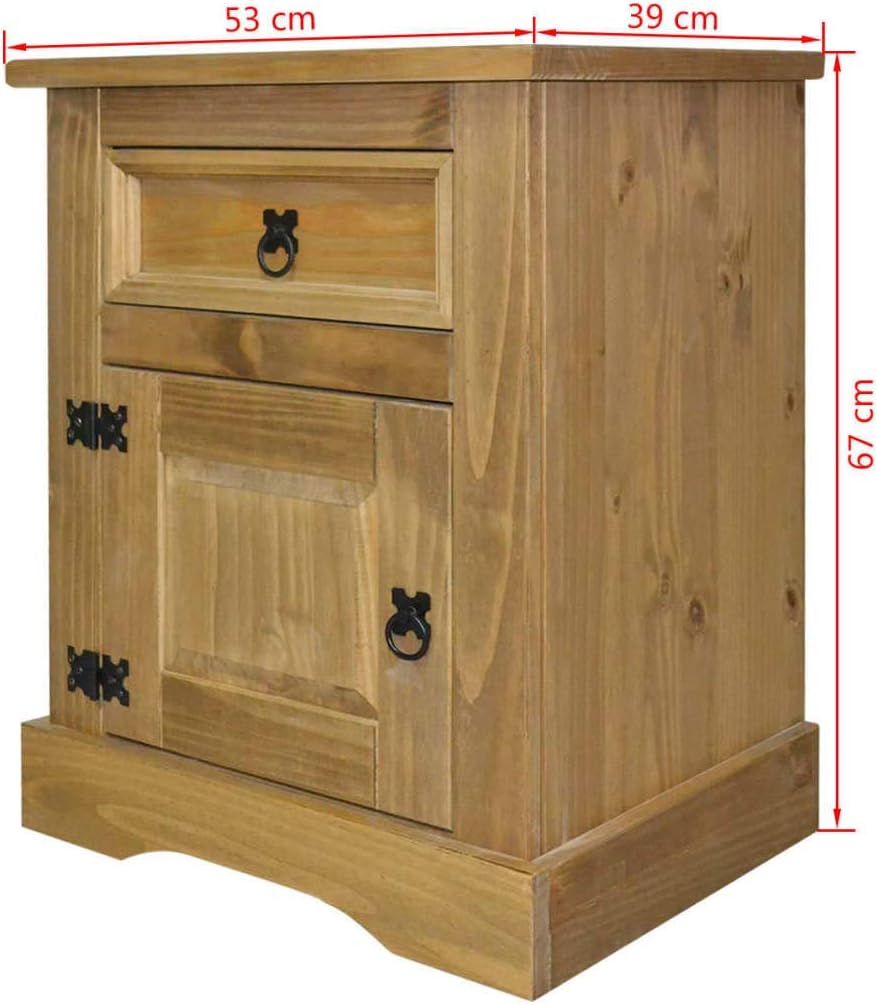 Mexican Pine Bedside Cabinet 20.9"x15.4"x26.4" X258786