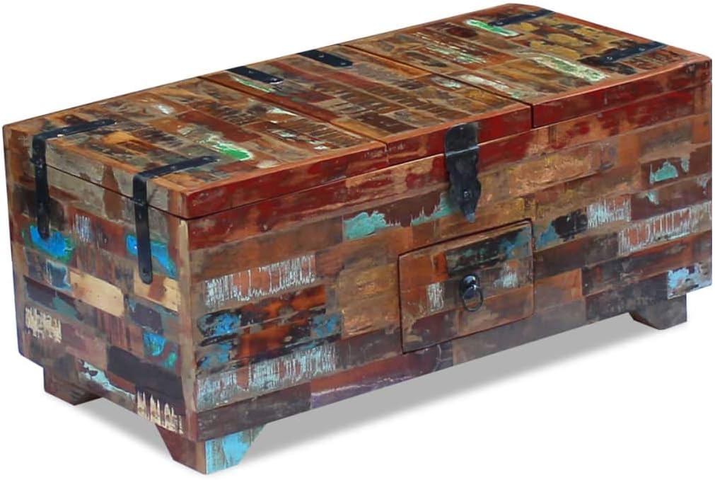 Solid Reclaimed Wood Coffee Table Box Chest 31.5"x15.7"x13.8" Z611
