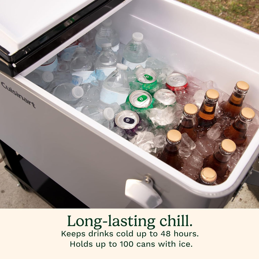 Portable 80-Quart Outdoor Cooler Cart with Dual-Sided Lid G166084