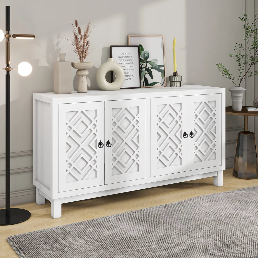 White 2-Door Storage Cabinet with Metal Legs and Adjustable Shelves T697566