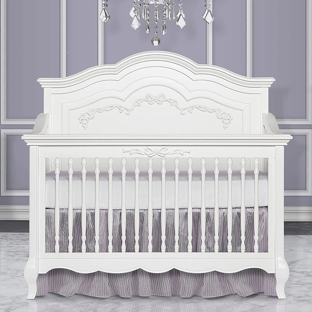 5-in-1 Convertible Crib in Frost, Greenguard Gold Certified, Wooden Baby Crib X39297