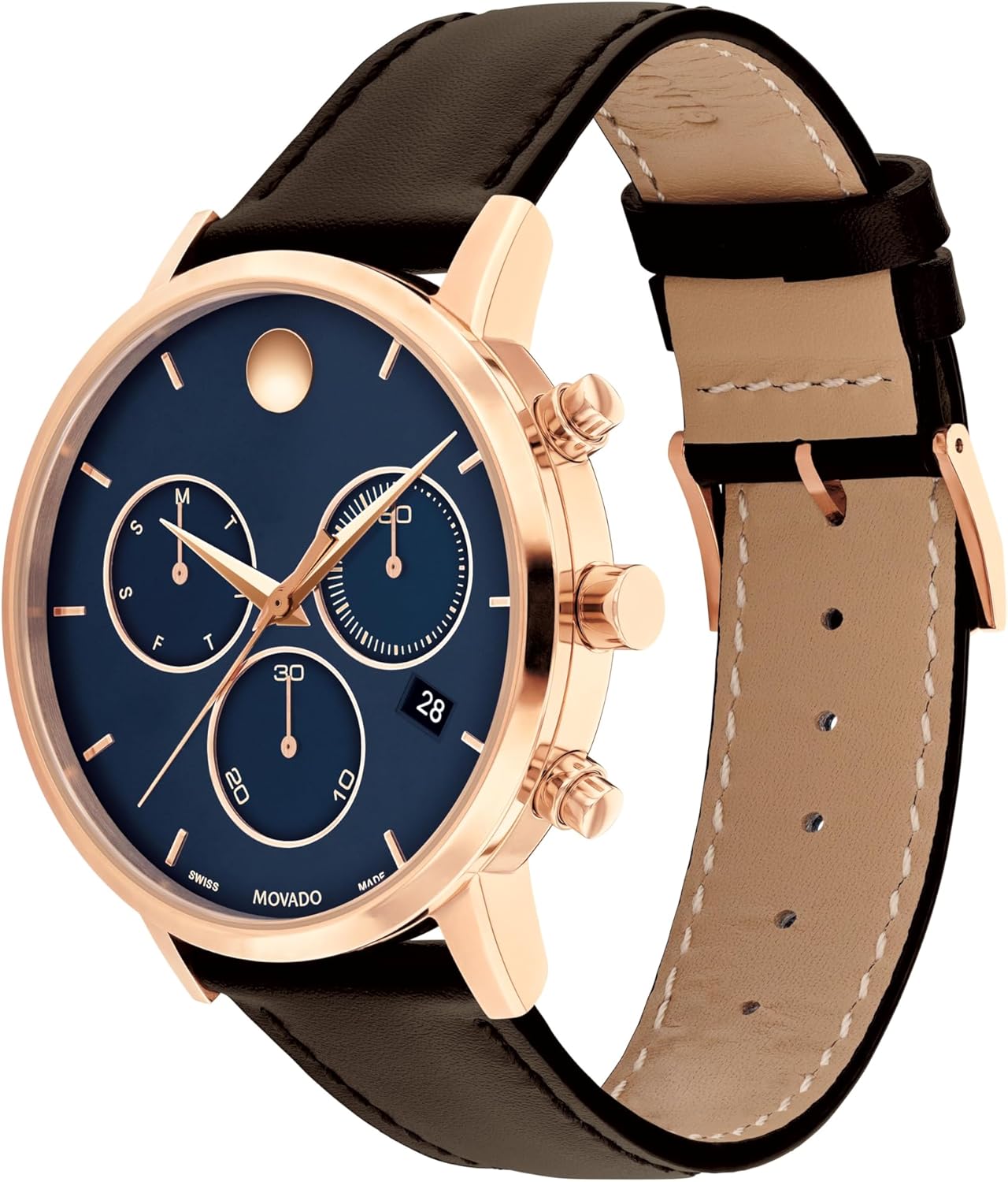 Swiss Quartz Chronograph Watch, Calfskin Strap, 42mm X796928