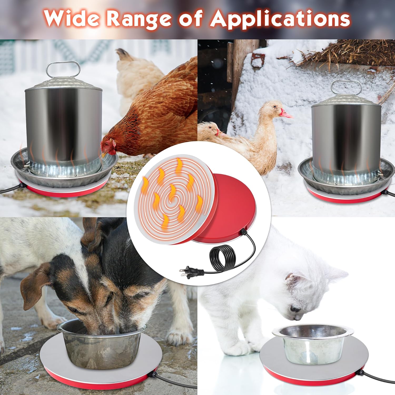 110V 80Watts Heated Chicken Waterer Metal Base B935519