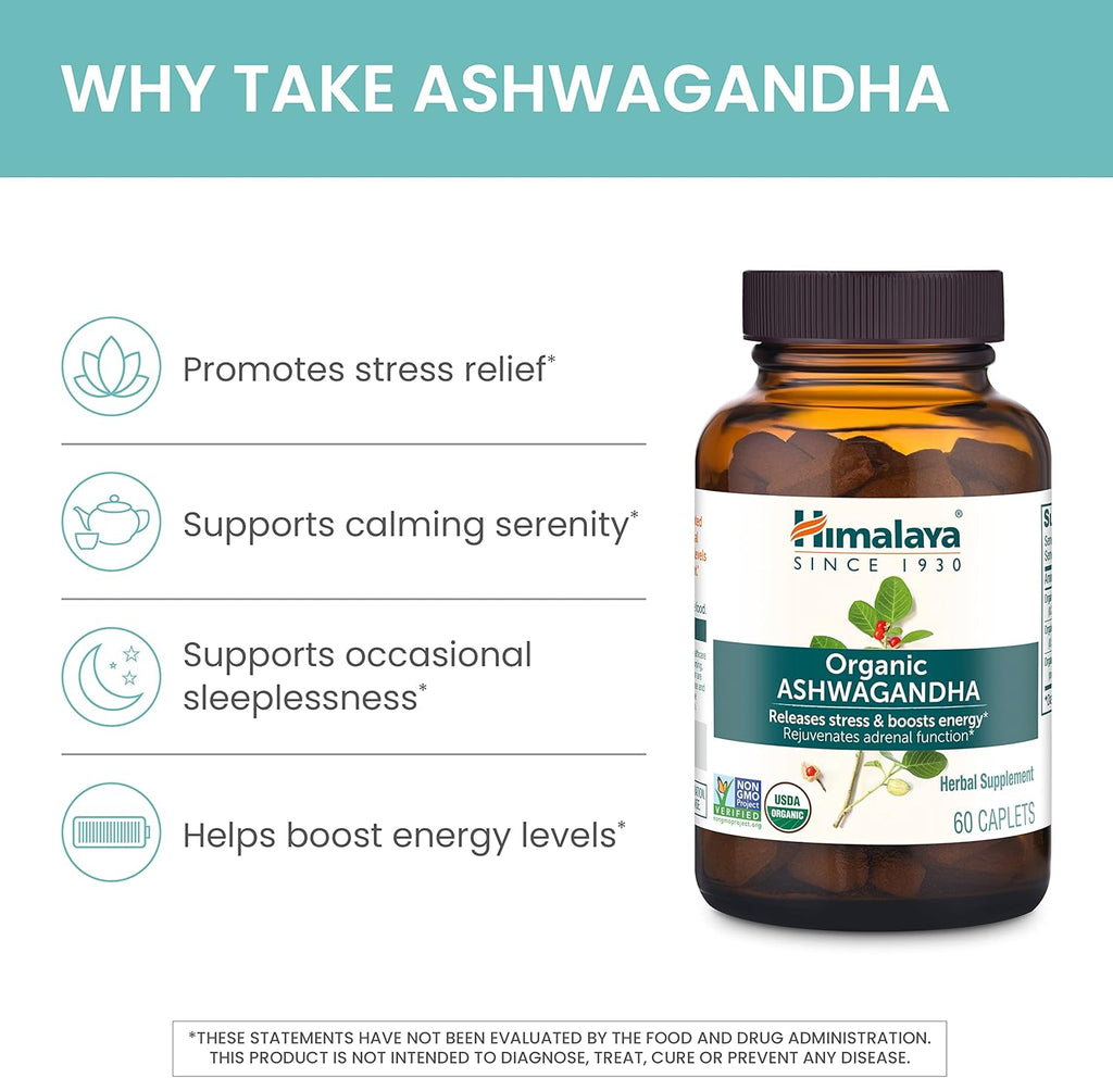 Organic Ashwagandha 90 Caplets 670 mg R67127