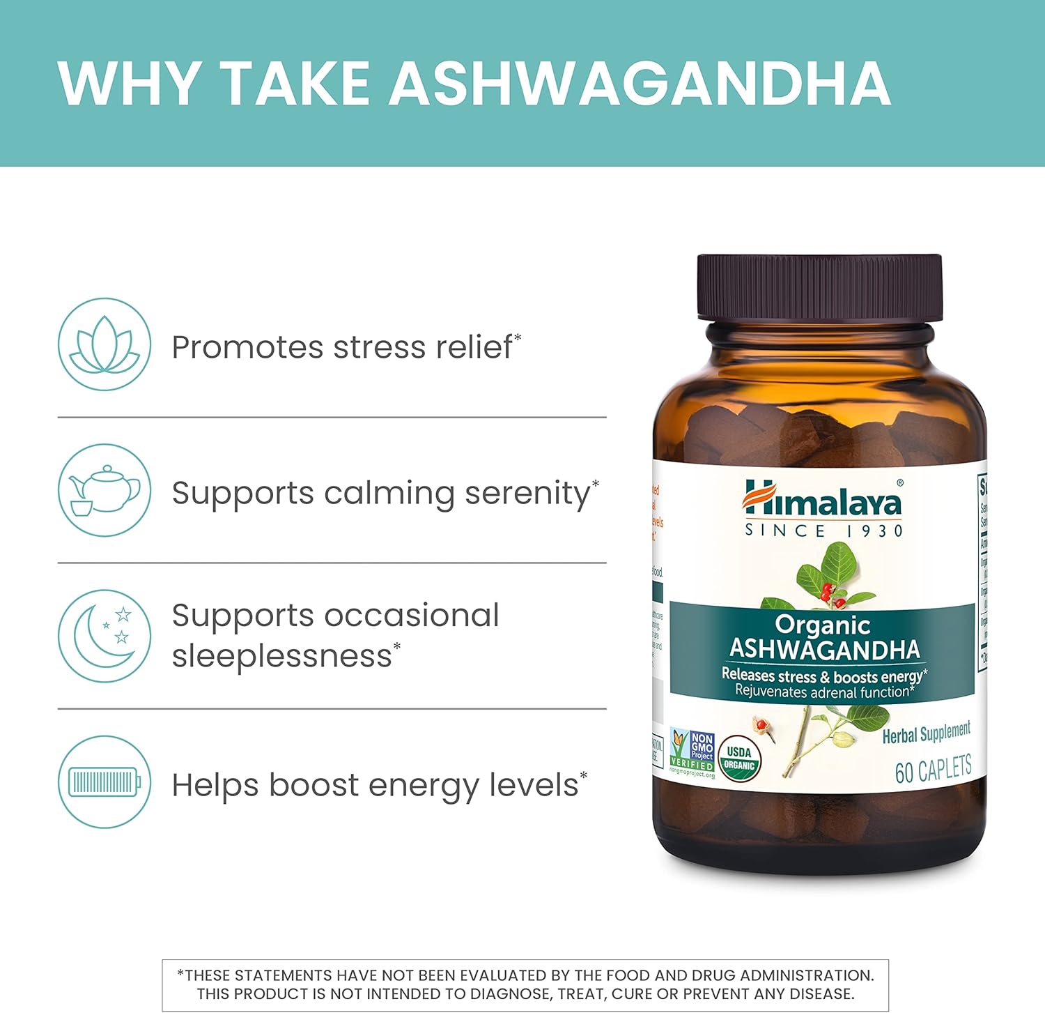 Organic Ashwagandha 90 Caplets 670 mg R67127
