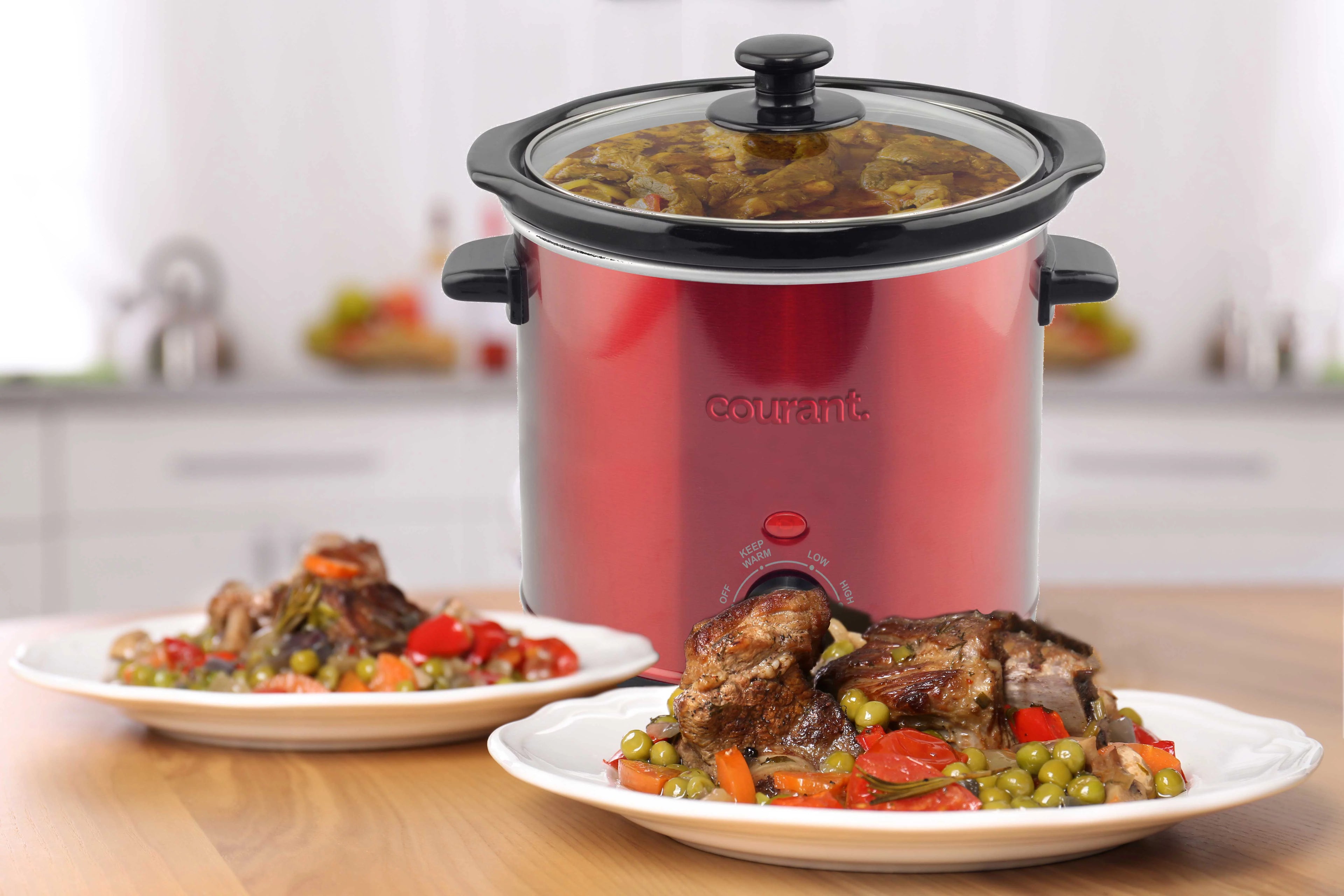 Red Stainless Steel 3.2 Quart Slow Cooker T569564