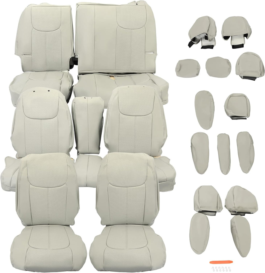 Gray Artificial Leather Seat Cover 3 Rows 8 Seaters D377136
