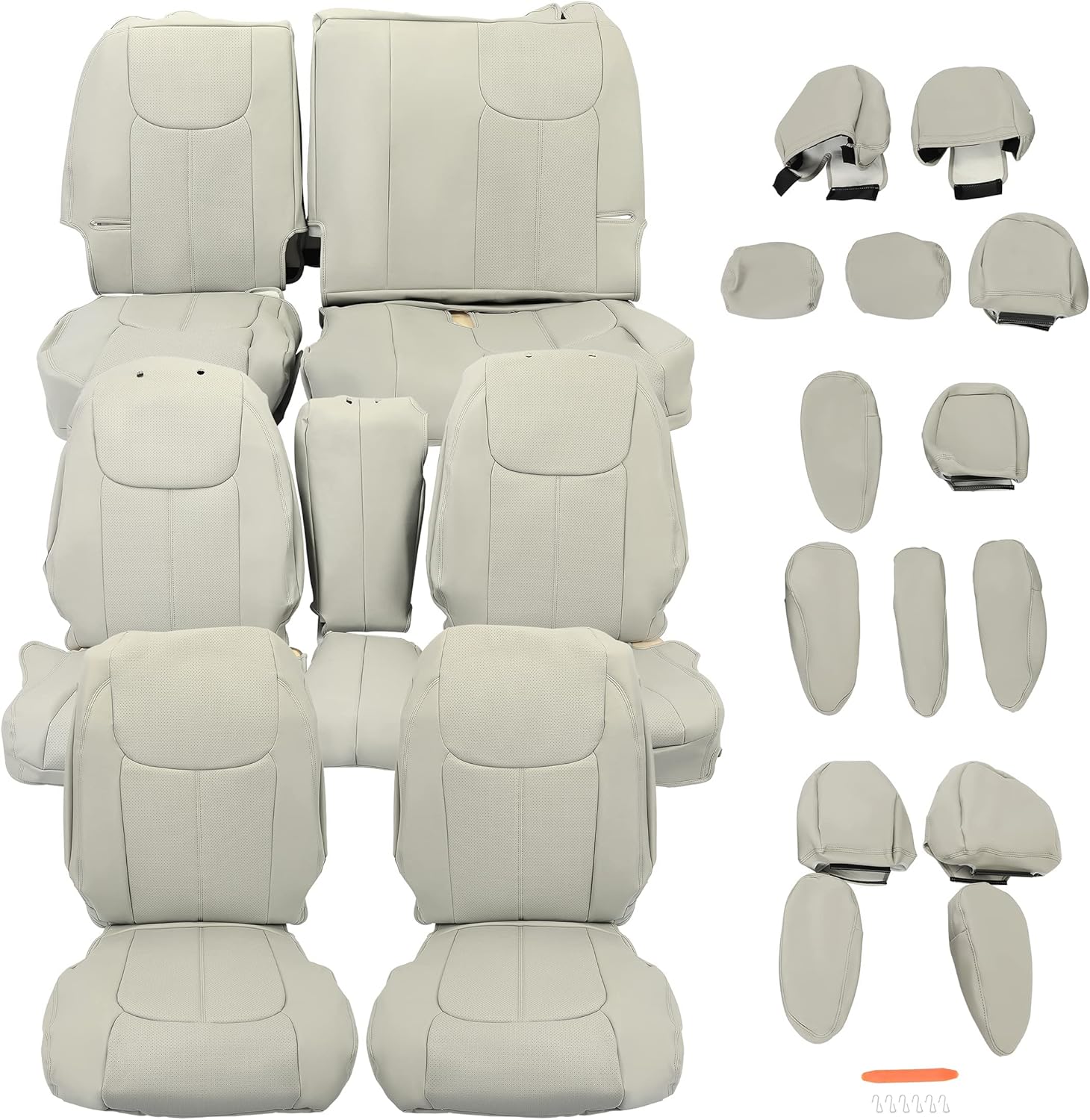 Gray Artificial Leather Seat Cover 3 Rows 8 Seaters D377136