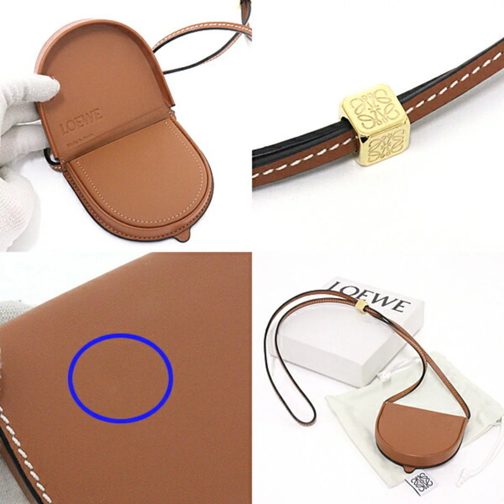 Pre-Owned Heel Pouch Mini Soft Calf Tan Neck Shoulder Crossbody Coin Case S574