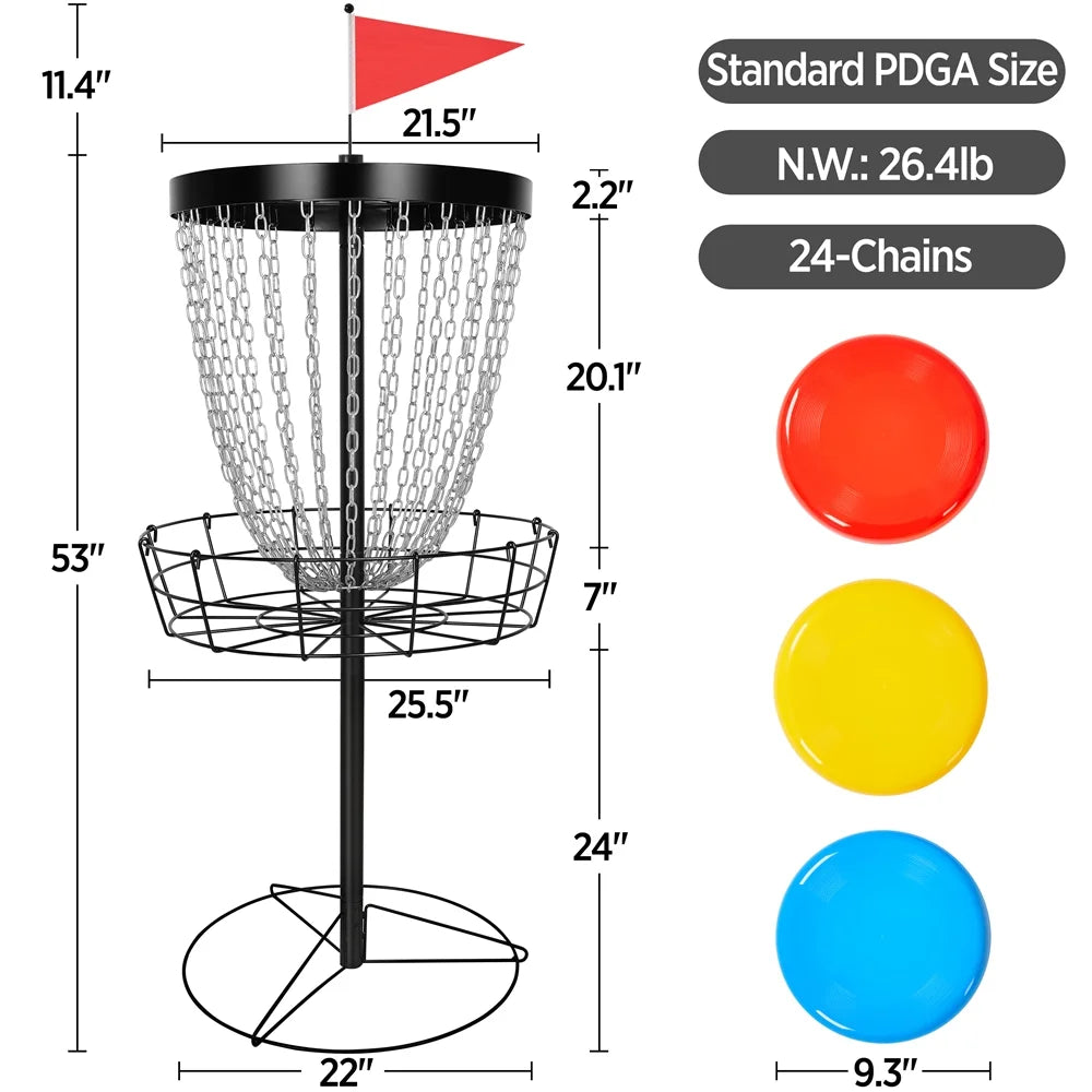 Black Disc Golf Goal with Carrying Bag and 3 Discs O35337